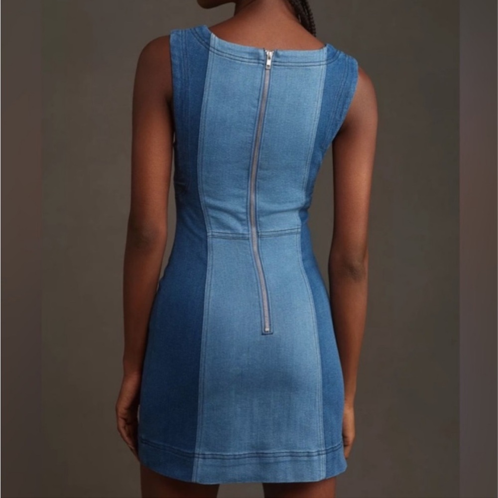 Anthropologie Pilcro Sleeveless Two-Tone Denim Mini Dress - Picture 2 of 4